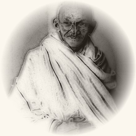 Illustrated portrait of Mahatma Gandhi