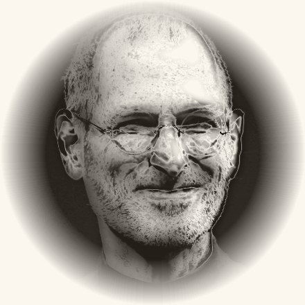 Illustrated portrait of Steve Jobs