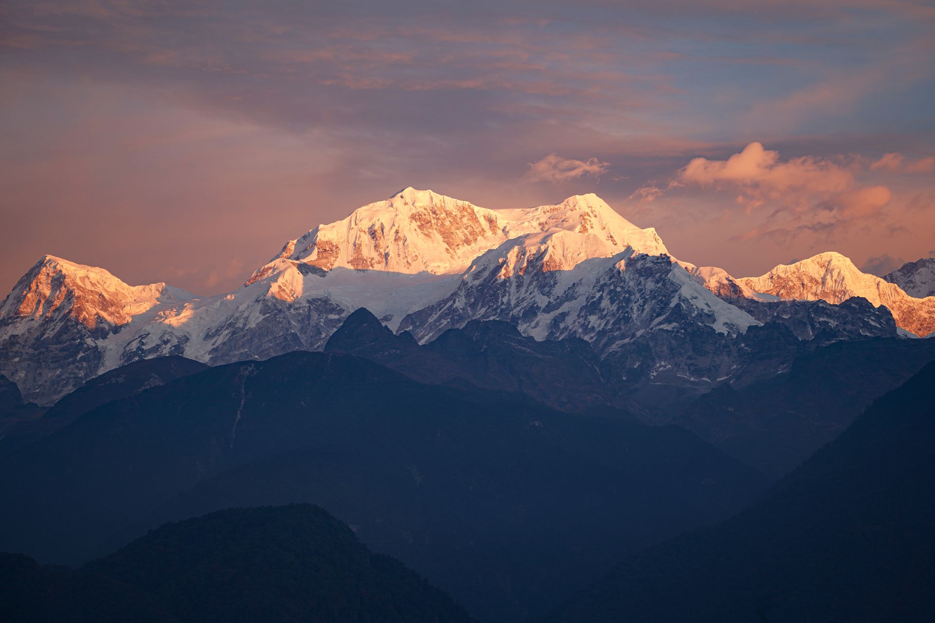 Dawn over a serene temple landscape